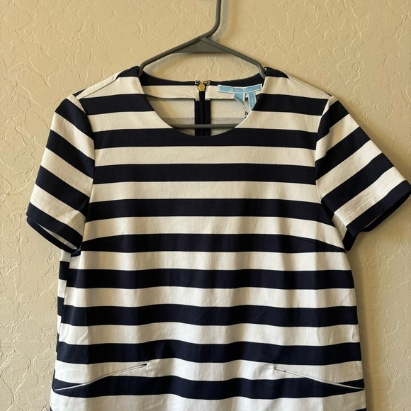 Draper James Navy Blue Striped Nautical Shift Dress Size 6 Preppy Classic Cotton - Picture 7 of 12